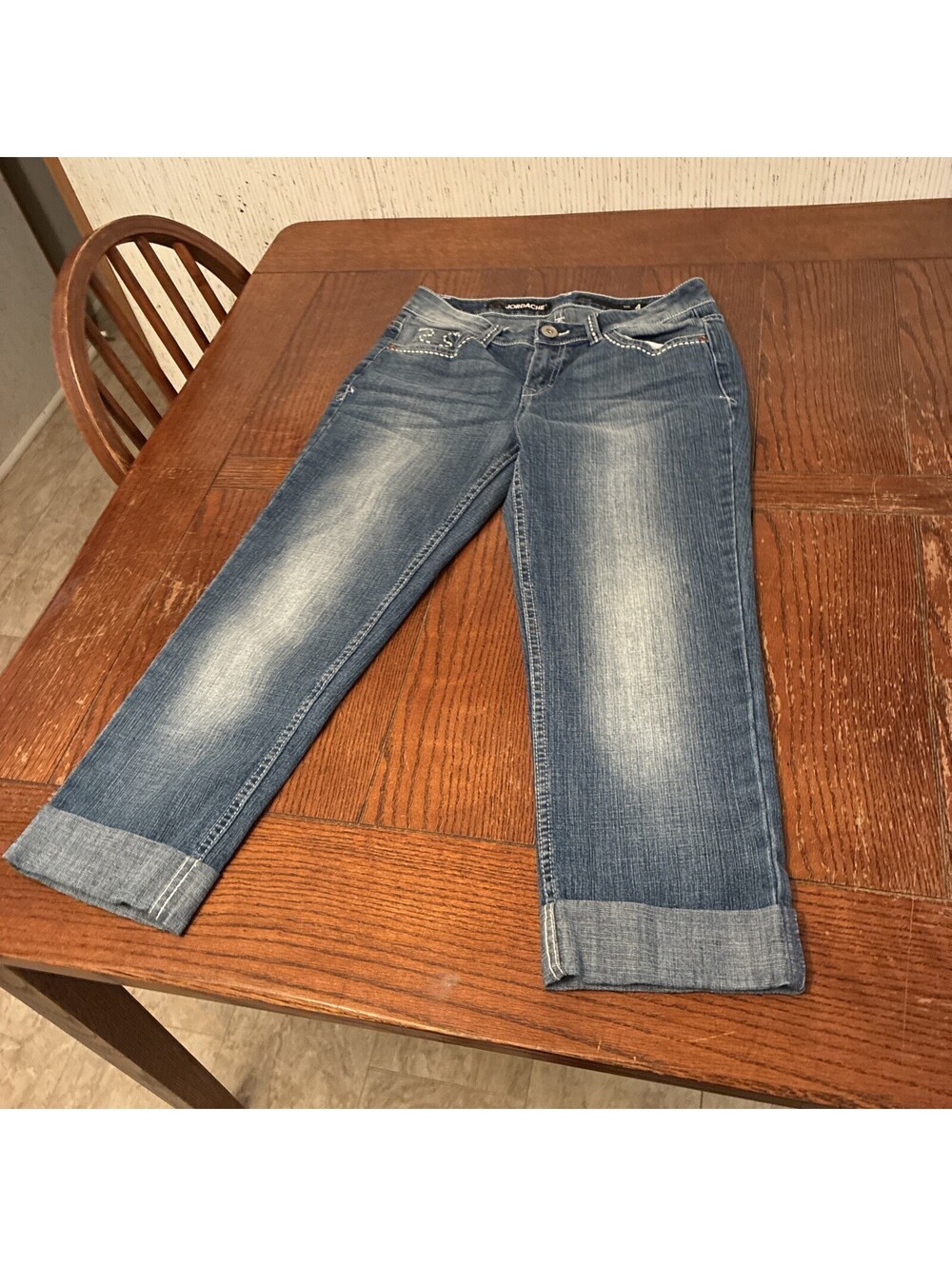 Jordache Crop Jeans Women’s 4 Cuffed Low Rise Stretch Denim